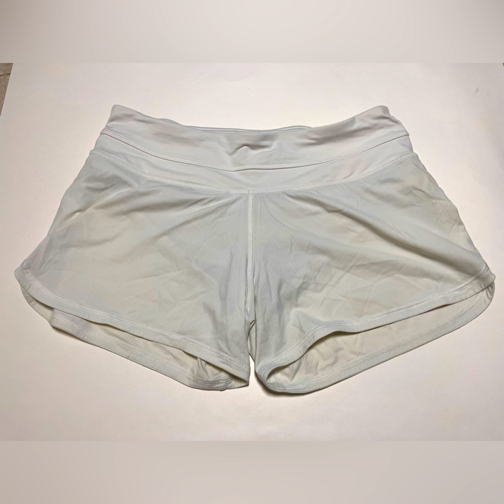 Lululemon run times shorts, white, size 6